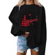 thumbnail image 1 of Gibobby Sudaderas para mujer navidad Navidad para mujer cuello redondo sudadera sólida Tops lindos manga larga suelta moda sudadera(Negro,CH), 1 of 5