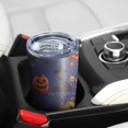 thumbnail image 5 of 20oz Tumblers Magical Pumpkin Castle Halloween Pattern Stainless Steel Vacuum Insulated Double Wall Travel Tumbler Cups Mug with Lid and Straw,Cleaning Brush for Cold & Hot Drinks, 5 of 7