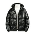 thumbnail image 2 of Njoeus Men's Shiny Hooded Winter Puffer Jacket Zip Up Thicken Winter Coat Warm Quilted Padded Jacket with Hood M-5XL （Available in Big & Tall), 2 of 9