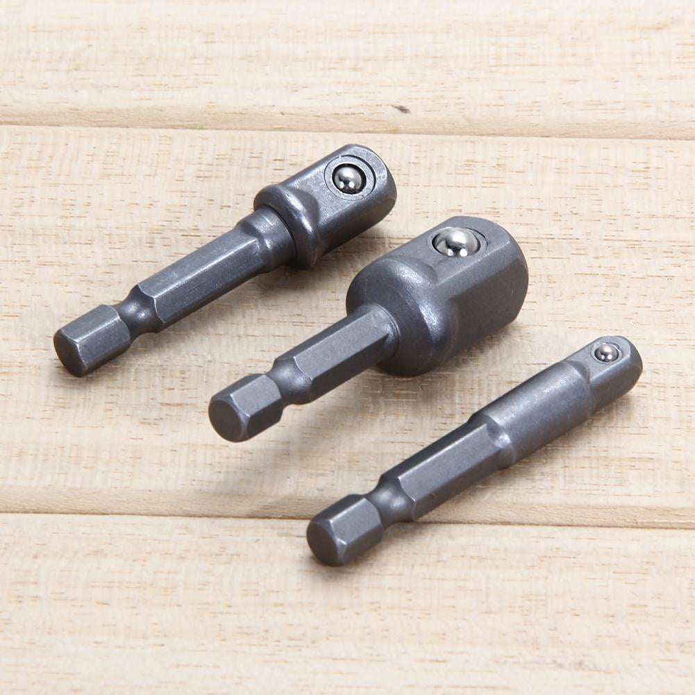 3Pcs Socket Adapter Impact Drill Bits Hex Wrench Sleeve Extension Bar Drive 
