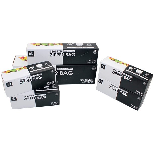 24/7 Bags Double Zipper Storage Bags, Variety Pack, 4 Sizes, 275