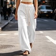 thumbnail image 3 of Puntoco Women's Boho Harem Pants Baggy Sweatpants with Pockets Drawstring Waist, Jogger Pants, Casual, Wide Leg Gym Pants White-C, 3 of 8
