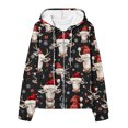 thumbnail image 3 of LOVZFMLL Vestes pour Femmes Imprimé de Noël Poche Zippée Manches Longues Sweat à Capuche, 3 of 4
