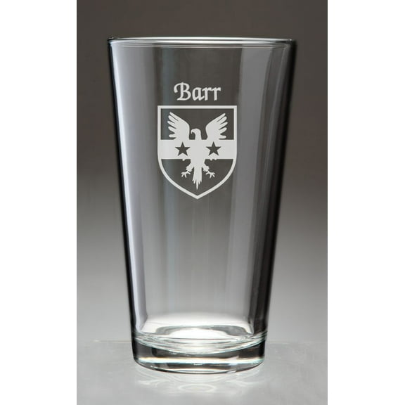 Barr Irish Coat of Arms Pint Glasses - Set of 4 (Sand Etched)