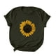 thumbnail image 1 of Gibobby Playera de Manga Corta Casual Suave Blusa manga corta con cuello redondo y estampado girasol talla grande para mujer(Verdemilitary,XL), 1 of 5