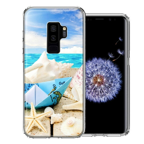 MUNDAZE For Samsung Galaxy S9 Plus Beach Paper Boat Design Double Layer Phone Case Cover