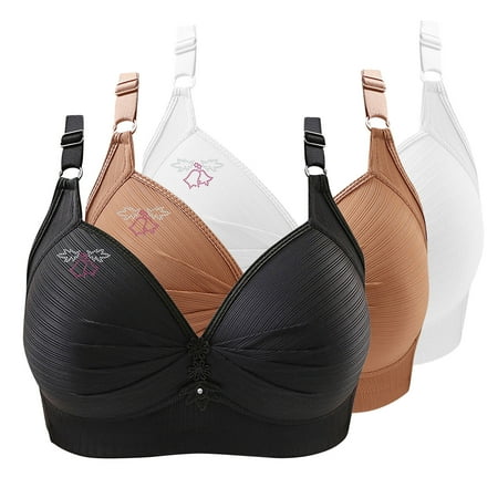 Lisbinx Nursing Bras 3PC Woman s Printing Gathered Together Large Size Daily Bra Underwear No Rims Prime Day Deals Today 2025