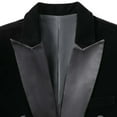 thumbnail image 5 of TFEOQRY Men's Vintage Velvet Tailcoat Jacket Double Breasted Peak Lapel Long Coat Wedding Black, 5 of 7