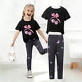 thumbnail image 2 of Toddler Girl Summer Clothes Outfit For 5-6 Years Girls Fashionable And Comfortable Set Short Sleeved Cartoon Print Top Pants Casual Two Piece Set M Children's Day Gift 2PCS Set, 2 of 5