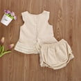 thumbnail image 6 of Douhoow 1-4 Years Girls Summer Outfits Sleeveless Lace Vest Top Layered Hem Tiered Shorts, 6 of 8