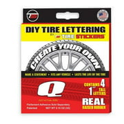 Tire Sticker 9766020166 Letter Q Tire Stickers & Film, White - Pack of 4