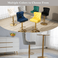 thumbnail image 6 of Swivel Bar Stools, Adjustable Height Bar Stools with Back and Golden Footrest, Upholstered Barstools, Modern Nailheads Trim Chairs for Kitchen Island, Bar(Grey,Set of 4), 6 of 9