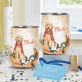 thumbnail image 4 of Happy Thanksgiving Goldendoodle with Turkey Pumpkins Autumn Vibes 12oz Stainless Steel Wine Tumbler Insulated Cup with Lid Doodle Dog Lover Gifts Idea - 12018, 4 of 5