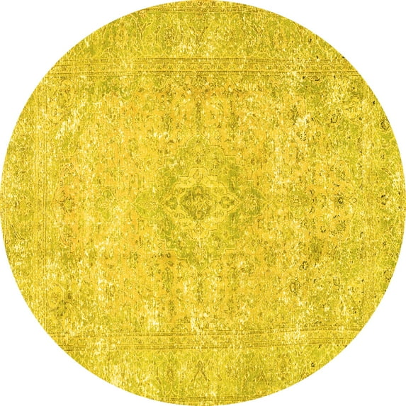 Ahgly Company Indoor Round Persian Yellow Traditional Area Rugs, 3' Round