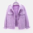 thumbnail image 1 of Women Spring And Autumn Coats Warm Solid Long Sleeve Denim Jacket Outerwear, 1 of 4
