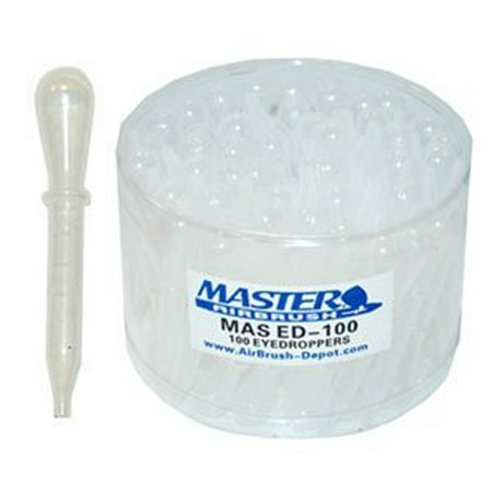 100 Disposable Plastic PIPETTE EYE DROPPERS Transfer Liquids Mix Airbrush Paint