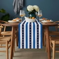 thumbnail image 2 of Anchor Stripe Table Runner - 60 Inch Long, Kitchen Dining Table Runner Dresser Scarves, Navy Blue Nautical Coastal White Sea Farmhouse Decor for Coffee Tables Wedding Party Banquet, 2 of 8
