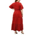 thumbnail image 5 of MAWCLOS Robe Longue pour Femme à Manches Courtes, Robe d'Été, Grande Taille, Robes Maxi d'Été, Décontractée, Vacances, Col en V, Rouge, 2TG, 5 of 5