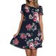 thumbnail image 3 of Vestido de manga corta estampado de color sólido con cuello redondo casual de moda para mujer Pompotops  ghjkhdj11669, 3 of 6