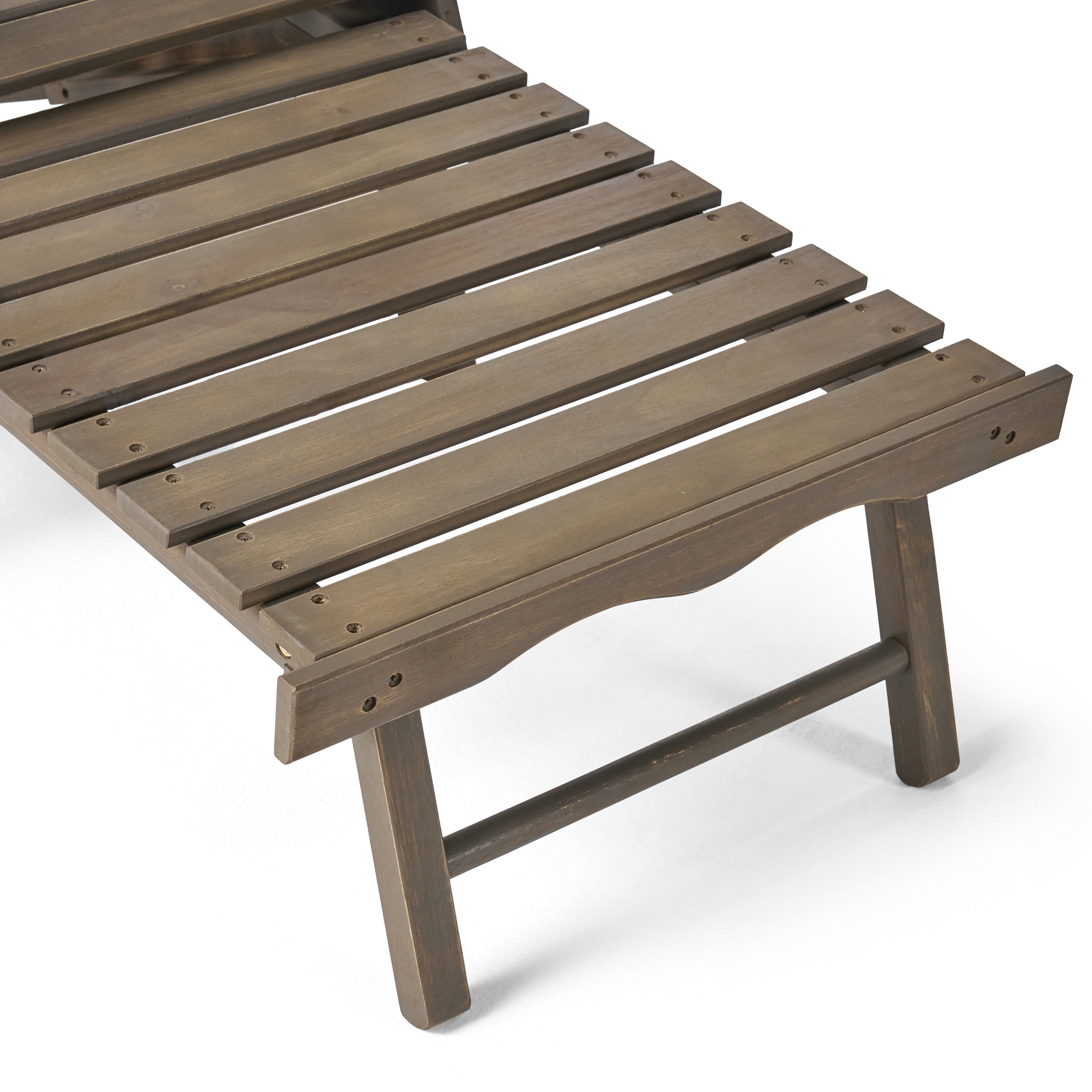 Kono Outdoor Acacia Wood Reclining Adirondack Chair with Footrest, Set of 2, Gray