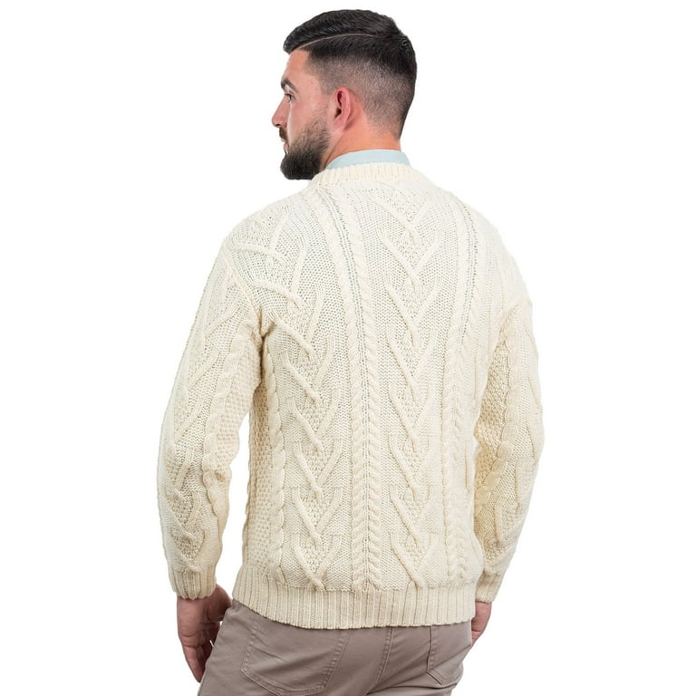 SAOL Irish Fisherman Sweater Men's Half Zip Cable Knit Pullover