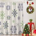 thumbnail image 5 of Christmas Snowflakes Shower Curtains for Bathroom, Xmas Green Blue Waterproof Fabric Shower Curtain for Bathroom Bathtub Decoration, Machine Washable, 54x"78", 5 of 9