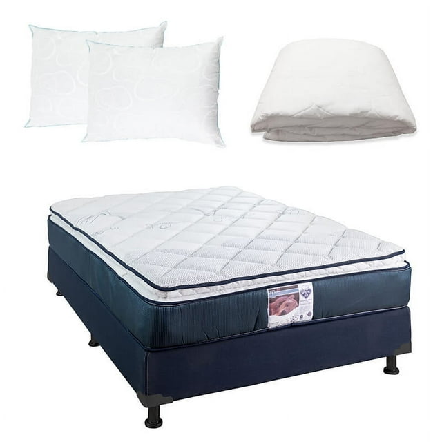 Colchón Matrimonial Mónaco Spring Air + Box + Protector Ultra + 2 Almohadas Osos