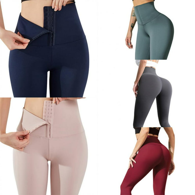 Alvage Women's Yoga Pants High Waist Adjustable Breasted Corset Shaper  Leggings Stretch Workout Yoga Pants Tummy Control Tights