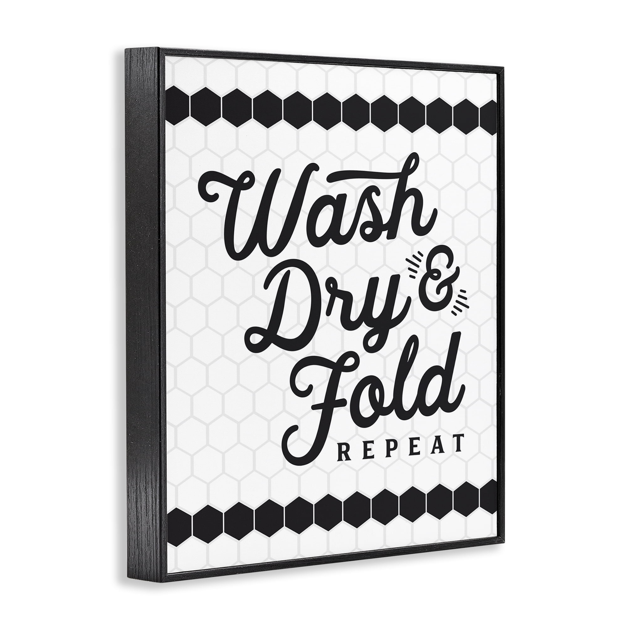 Stupell Industries Geometric Laundry Phrase Typography Painting Black Framed Art Print Wall Art, 24 x 30
