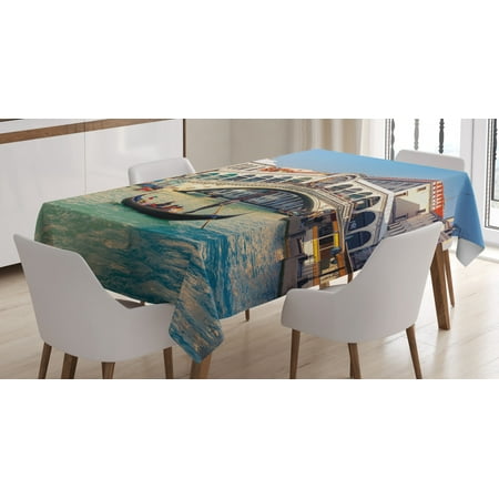

Venice Tablecloth Cityscape on a Sunny Day with Rialto Bridge Venetian Grand Canal Travel Destination Rectangular Table Cover for Dining Room Kitchen 60 X 90 Inches Multicolor by Ambesonne