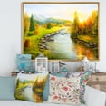 thumbnail image 2 of Designart 'Autumn Landscape With Forest River and Mountains' Lake House Framed Canvas Wall Art Print, 2 of 5