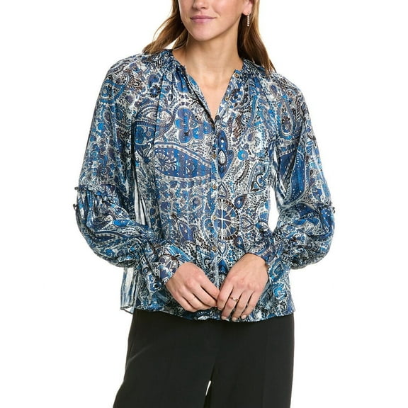 Ramy Brook womens Aria Blouse, XXL, Blue
