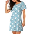 thumbnail image 2 of Uemuo Funny Chicken Pattern Women’s Nightdress – Casual Sleep Shirt, Soft Relaxed Fit Short-Sleeved Cotton Sleepwear for Home, Bedtime, and Lounging, 2 of 6