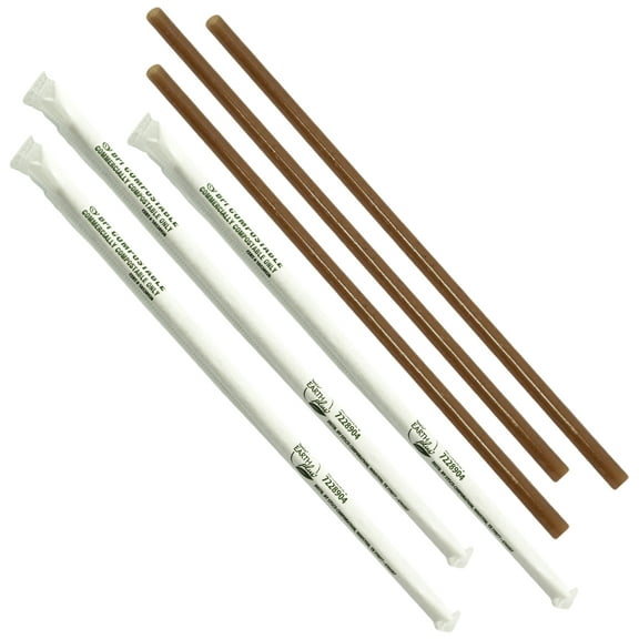 Earth Plus Agave Straw 8 Inch | Individually Wrapped | Biodegradable | 500 Count