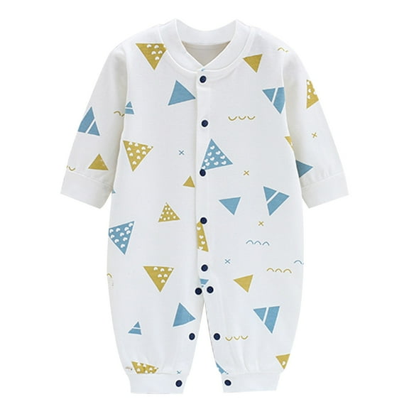lulshou Baby Clothes Unisex Romper One Piece Jumpsuits Child Printing Newborn Button V-Neck Long Sleeved Long Rompers Bodysuit on Clearance