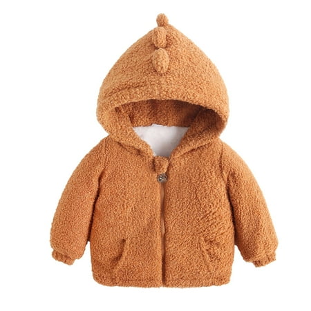 

Dadaria Toddler Winter Coat 12months-5years Newborn Infant Baby Boys Girls Dinosaur Hooded Pullover Tops Warm Clothes Coat Brown 4-5 Years Toddler