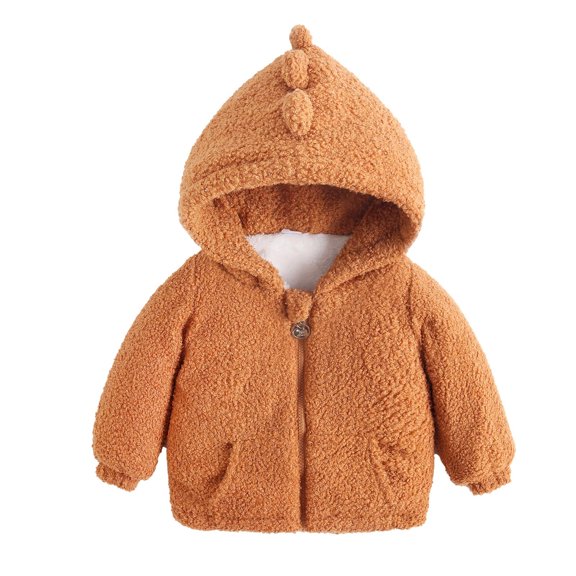 KBKYBUYZ Newborn Infant Baby Boys Girls Dinosaur Hooded Pullover Tops Warm Clothes Coat
