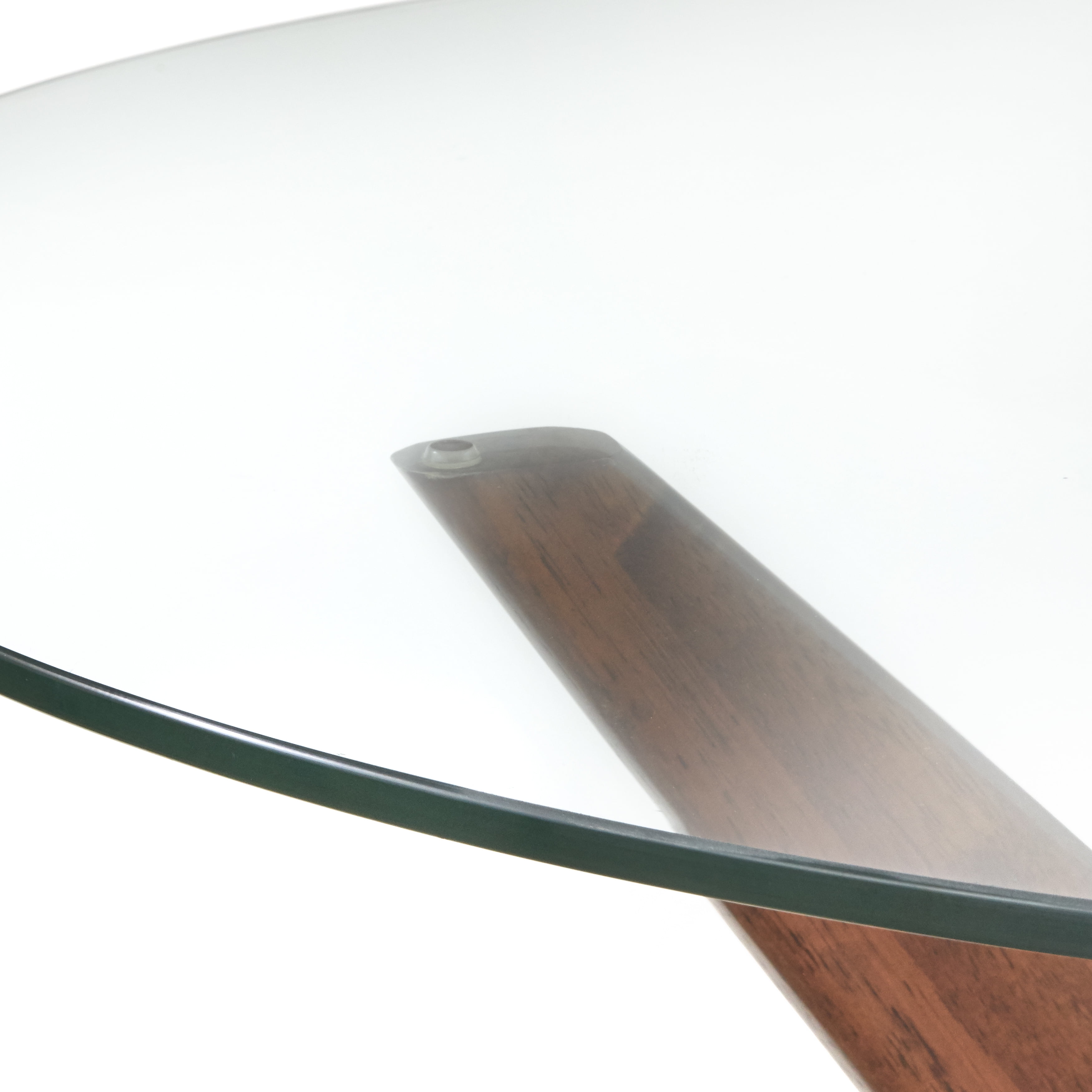 TMS Trita 38" Round Indoor Dining Table with Glass Top, Walnut