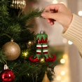 thumbnail image 3 of Elf Leg Christmas Ornament 3D Striped Hanging Christmas Tree Decoration Whimsical Red Green Holiday Decor for Home, 3 of 3