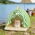 thumbnail image 2 of Pet Tent | Breathable Mesh Summer Cat Bed for Small Dogs | Foldable Portable Arc Design Pet Shelter | Lightweight Indoor Outdoor Cooling Resting Area, 2 of 6
