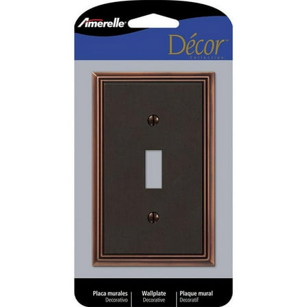 Amerelle Metro Aged Bronze Brown 1 gang Die-Cast Metal Toggle Wall Plate 1 pk