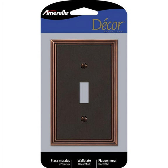 Amerelle Metro Aged Bronze Brown 1 gang Die-Cast Metal Toggle Wall Plate 1 pk