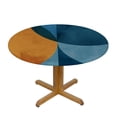 thumbnail image 3 of PIKWEEK Outdoor Fitted Gold and Blue Abstract Art Round Tablecloth White, 3 of 8