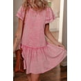 thumbnail image 5 of Sachet Pink Mineral Wash Ruffle Mini Dress with Drop Waist Design | [ZhiHiMeRi] | (US 12-14)L, 5 of 12