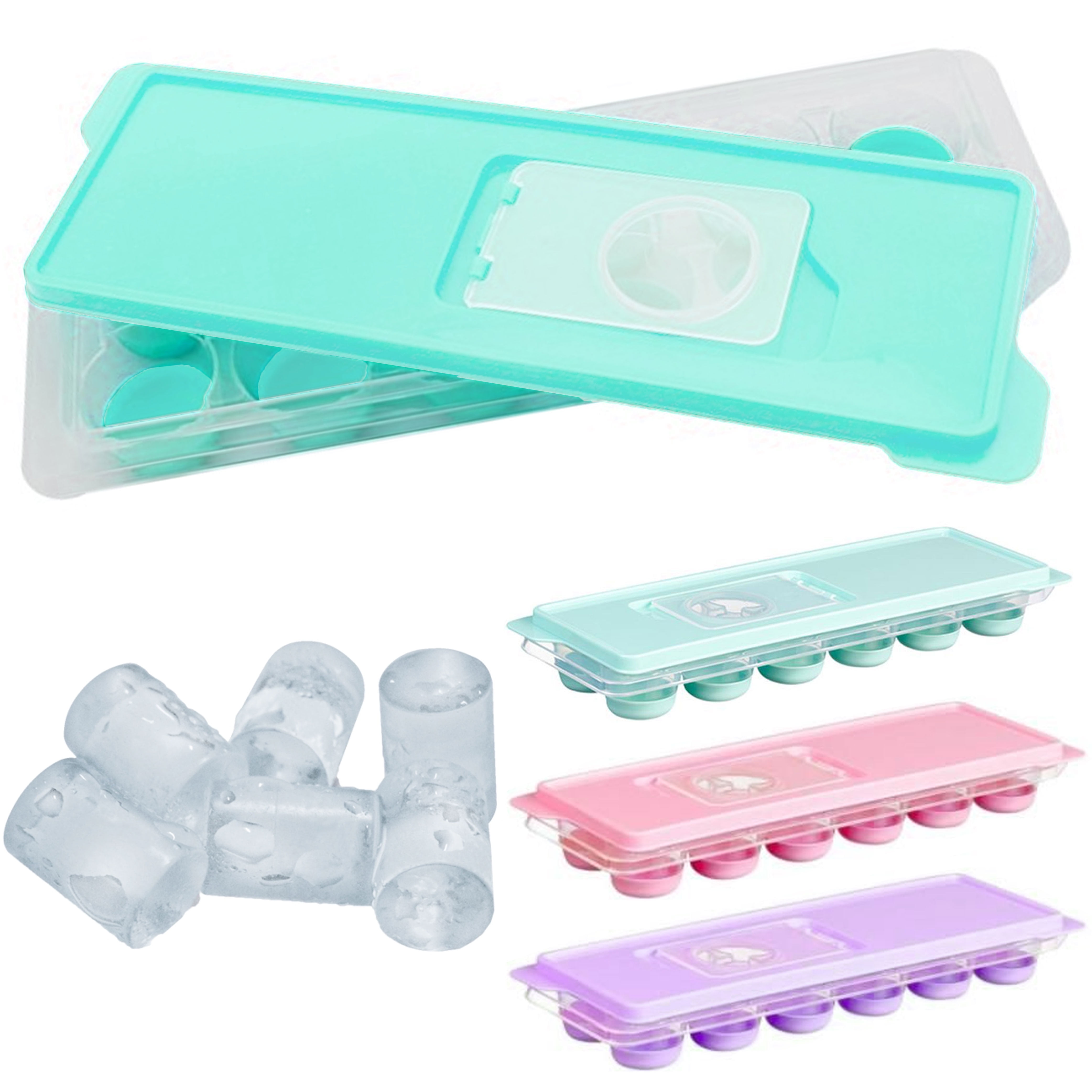 Pamire Ice Cube Trays with Lids, Silicone Shaped Ice Cube Mold, 18 Cubes  Per Tray, Flexible Ice Cube Maker with Lids, Various Shapes Hearts Circles