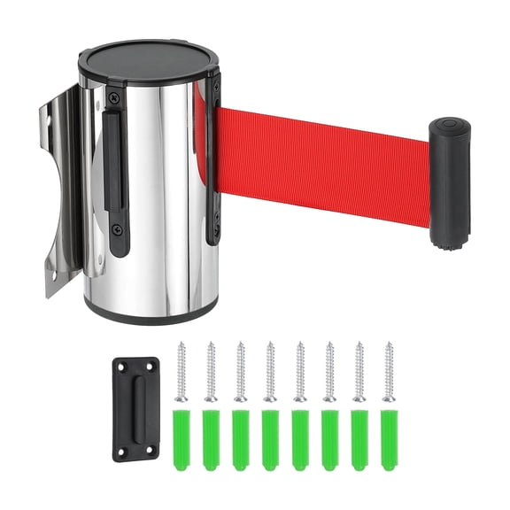 Uxcell Fixed Wall Mount Retractable Belts for Queue Retail Store Stadium Silver/Red
