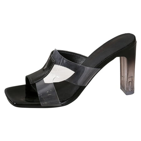 

PEASKJP Ladies Sandals Sandals for Women Dressy Womens Sandals Low Wedges Peep Toe Wrapped Cute Diamond Dressy Sandals (Black 8)