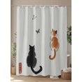 thumbnail image 4 of Fsddascl Japanese Cute Cat Shower Curtain Set - 48" x 72" Washable Bathtub Curtain with 12 Hooks, Harmony Cartoon Kitty Butterfly Waterproof Fabric Stall Shower Curtains for Bathroom/Bathtub Décor, 4 of 6