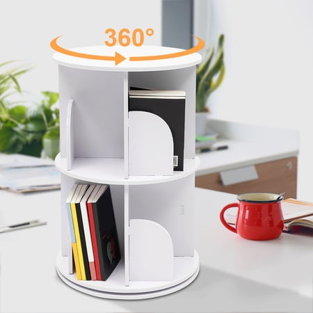 TOOL1SHOoo Rotating Bookshelf 360 Display Floor Standing Bookcase Storage Rack For Kids&Adults Multi-Functional Bookshelf Organizer(2-Tire)
