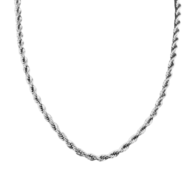 Gargantilla Cadena Acero Inoxidable Torzal Collar 5mm Hombre Plateado Blue Store 50 cm + 5 cm de ajuste 5 mm